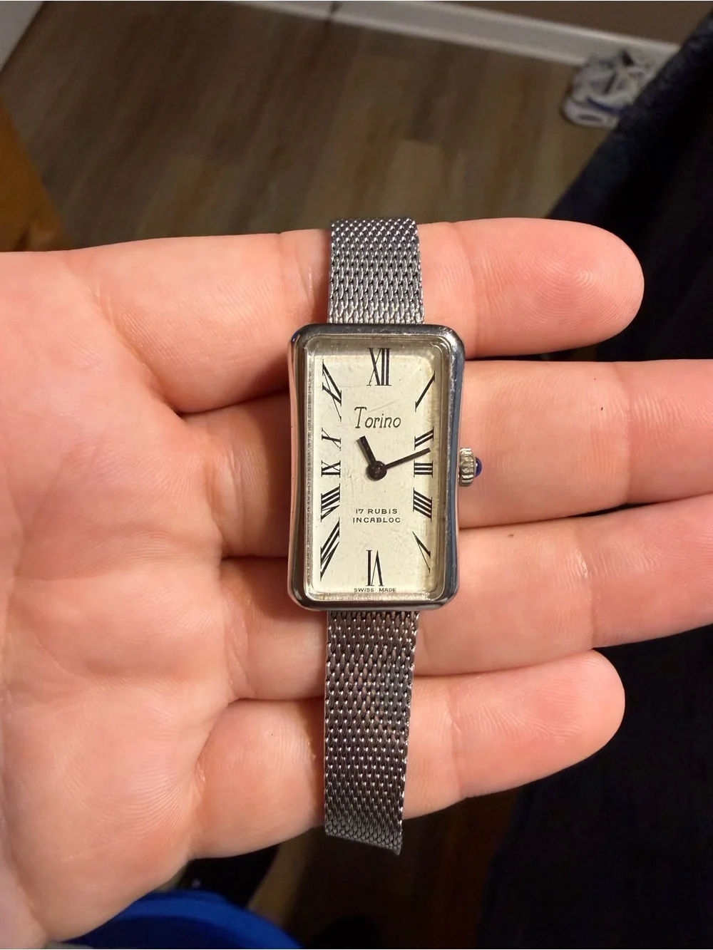 Timex Silver Rectangular Dial Men’s Mesh Strap Watch